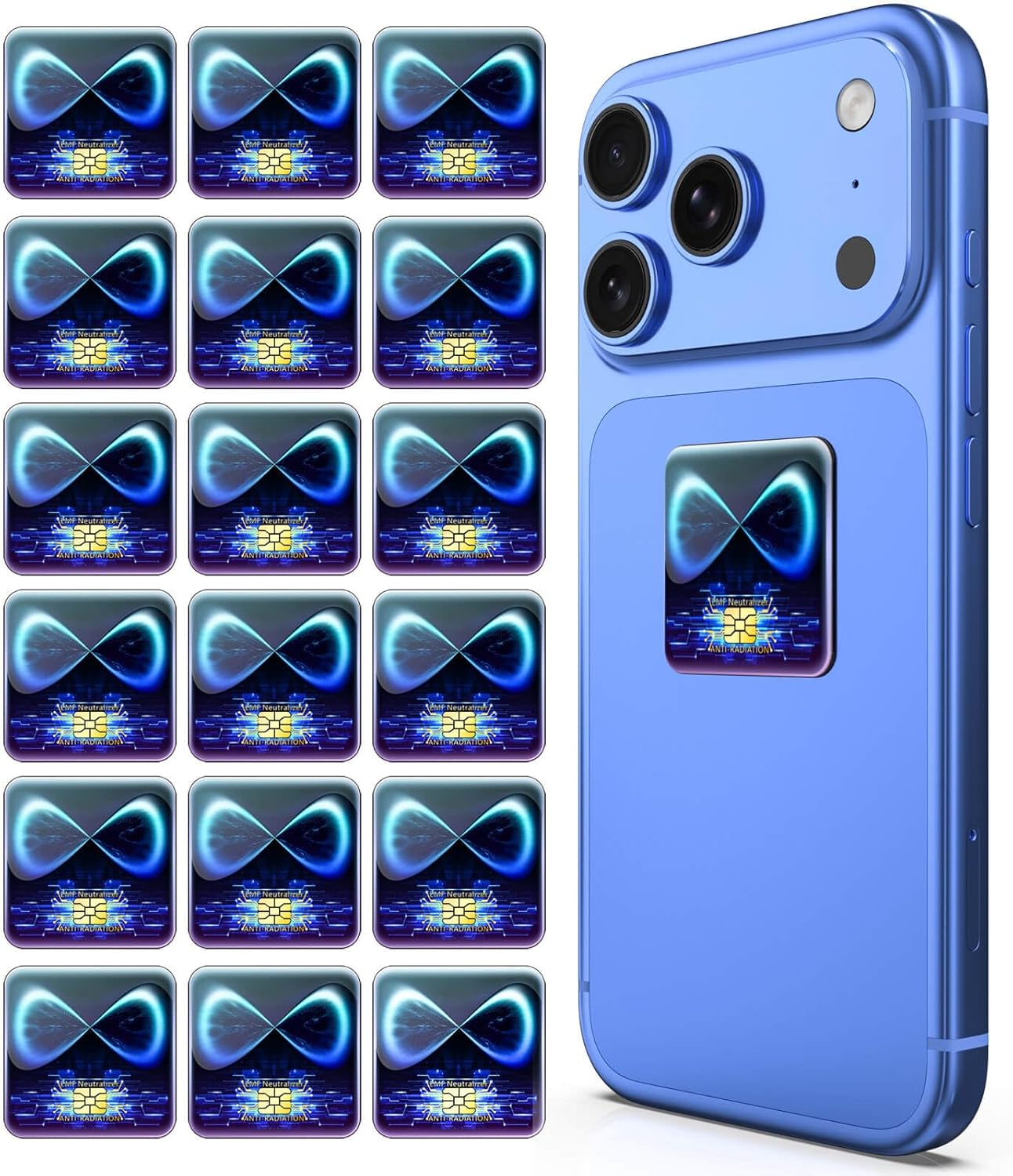 Cell Phone Protection Neutralizers Stickers for Smart Phones/Tablets/Laptops/Computer/WiFi/Priner/TV Electronic Devices Blocker 12 Pcs Blue