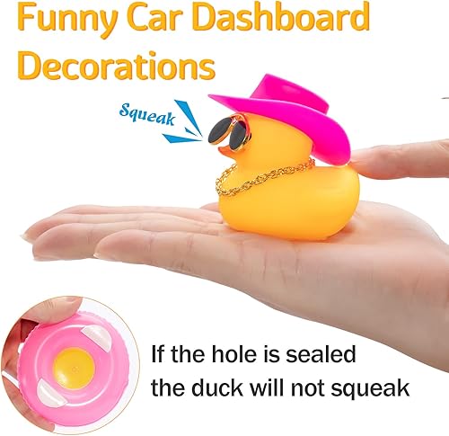 Miniatura 3 de wonuu Anillo de natación de goma con mini gafas de diamante, collar para decoración de tablero de autos, accesorios de automóvil, adorno de pato de