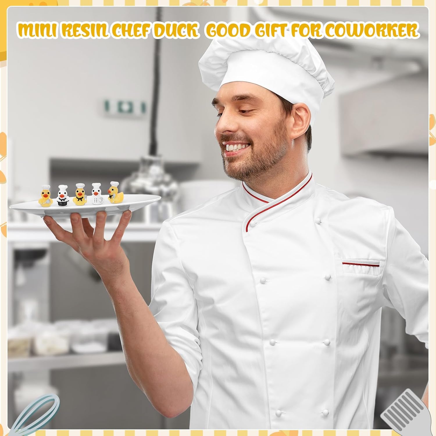 60 Pcs Chef Ducks Toy Figures, Mini Resin Chef Ducks Bulk, Tiny Duck FiguresDress up Games Toy for Fun Kitchen Decor Games (4 Styles)