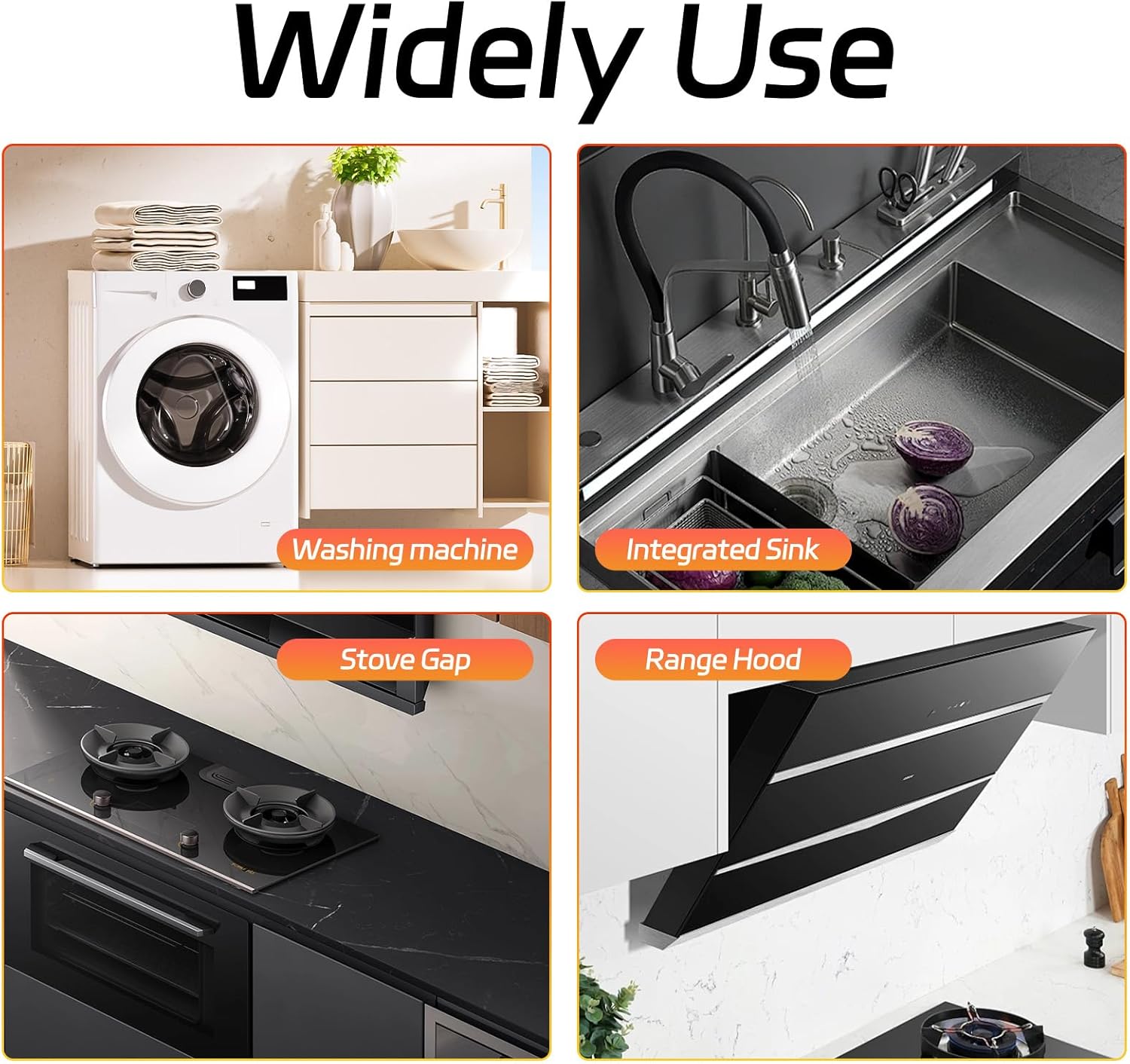 Stainless Steel Stove Counter Gap Cover (2 Pack), Oven Gap Filler, Stove Gap Filler for Kitchen, Range Trim Kit, Easy Clean with Heat Resistant, Adjustable Length 13.8” to 27.6” 1