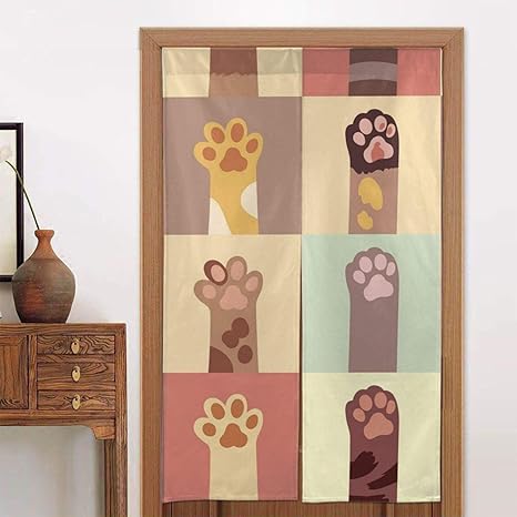 Amazon Co Jp Dcerherg かわいい猫の爪 のれん 目隠し カーテン 部屋仕切り 間仕切り 遮光 おしゃれ 86x143cm ホーム キッチン
