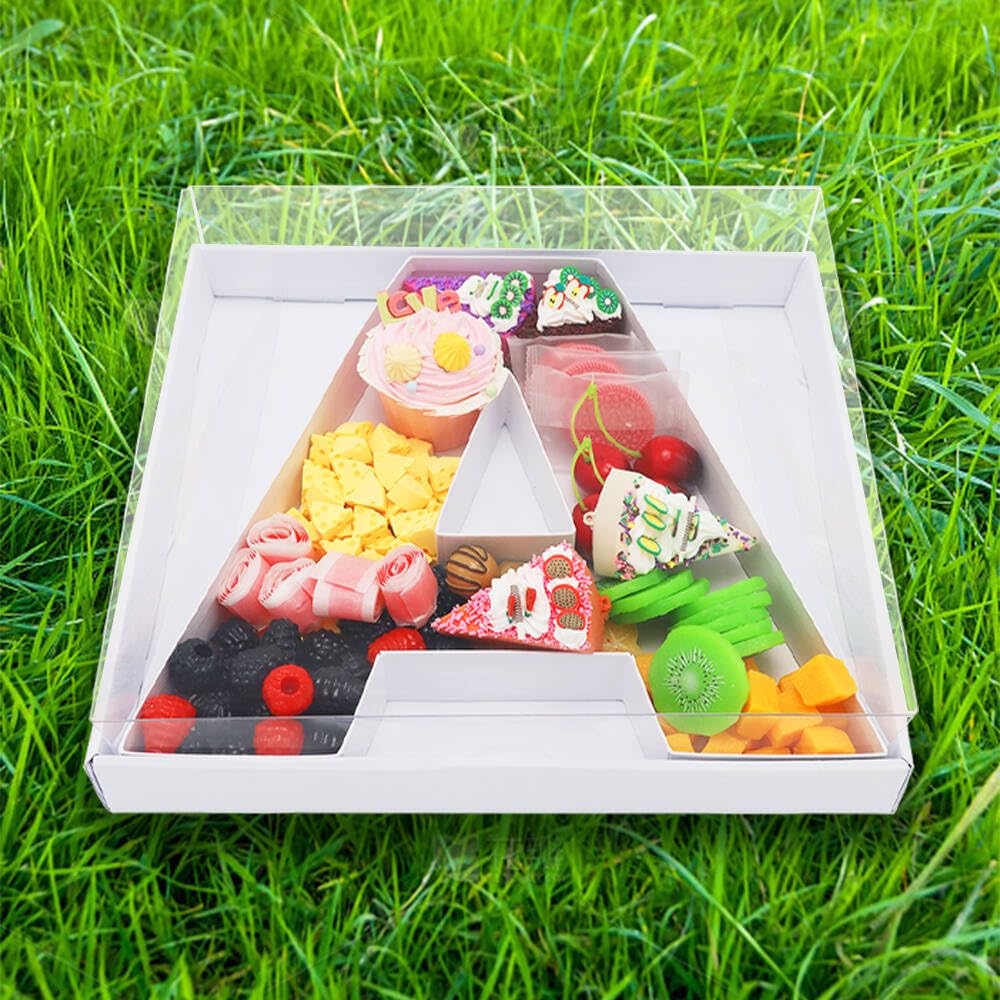 WENPACK 30,5 cm befüllbare Kartonbox in Briefform, transparenter Deckel, für Süßigkeiten, Charcuterie, Grazing Verpackung (A)