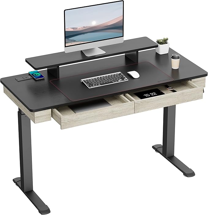 EUREKA ERGONOMIC Höhenverstellbarer Schreibtisch mit Schubladen Ergonomischer Sitz & Stehpult EUREKA ERGONOMIC Höhenverstellbarer Schreibtisch mit Schubladen Ergonomischer Sitz & Stehpult