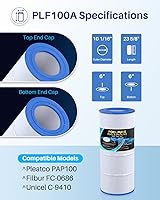 Vista 3 de POOLPURE Filtro de piscina PLF100A reemplaza a Pentair CC100, CCRP100, PAP100, PAP100-4, Ultral-C3, Unicel C-9410, R173215, Filbur FC-0686