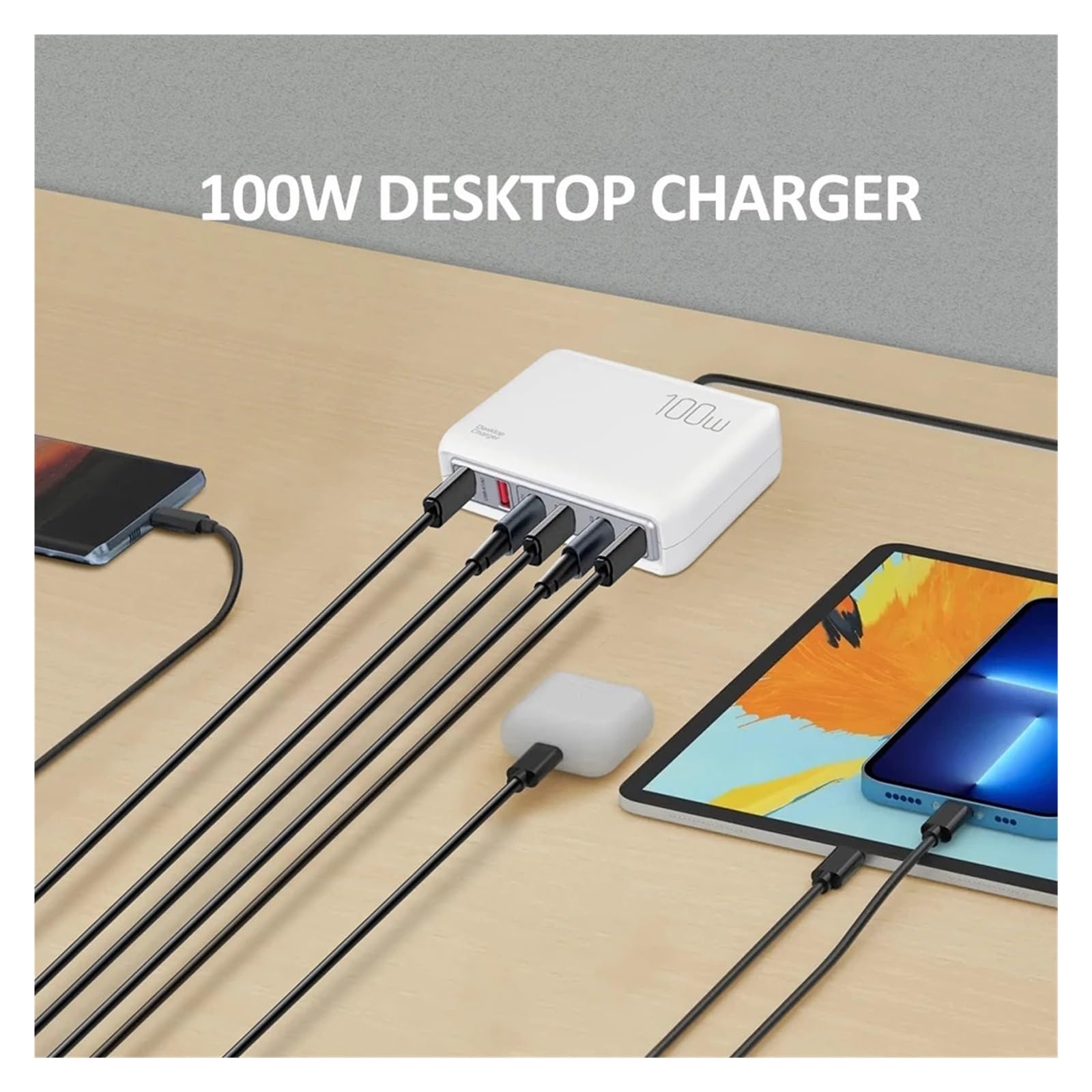 Ładowarka USB 100 W Typu C PD Szybkie Ładowanie Wiele 6 Portów Stacja Ładująca Biurkowa Ładowarka Do Telefonu Szybki Sejf