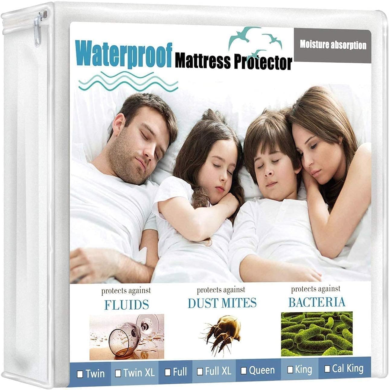 wyewye Queen Size Mattress Protector Waterproof Mattress Encasement Bed Mattress Cover Bedwetting Cooling and Breathable, Noiseless and Vinyl Free Mattress Protector…