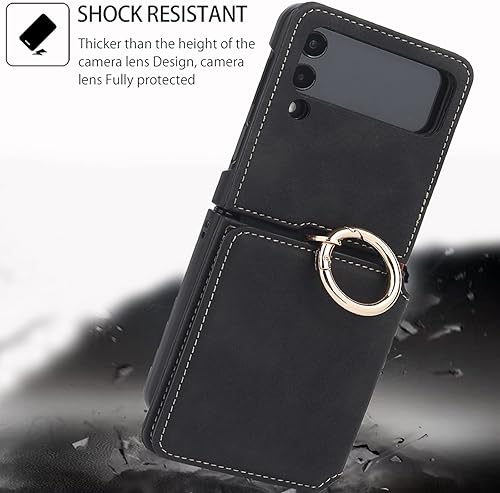 Miniatura 3 de Asuwish Funda para teléfono Samsung Galaxy Z Flip 4 5G 2022 con anillo para correa cruzada, cordón, soporte para tarjeta de crédito, accesorios para