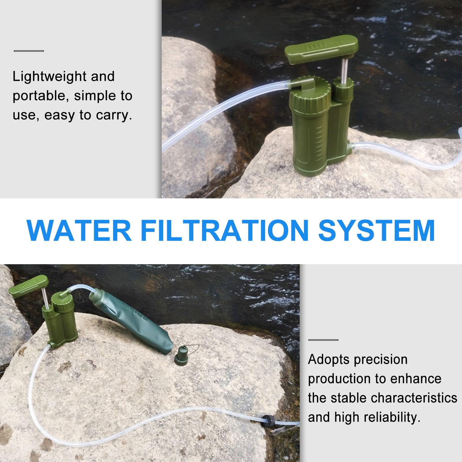 Purificador de Agua Portátil Seguro y Compacto Filtro Abs para Acampar y Emergencias, Adecuado para Actividades al Aire Libre y Senderismo