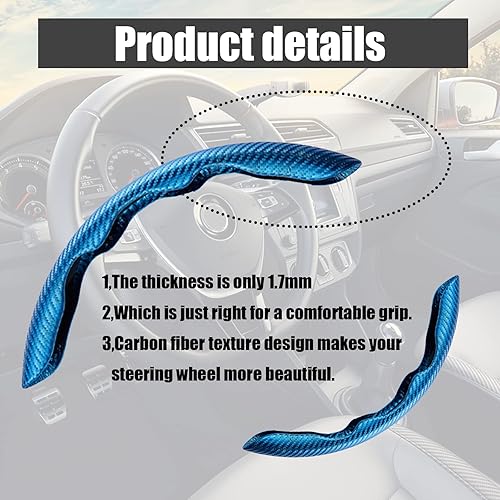 Miniatura 3 de 2 fundas antideslizantes de fibra de carbono para volante de automóvil, protector de volante segmentado, accesorio universal seguro y antideslizante