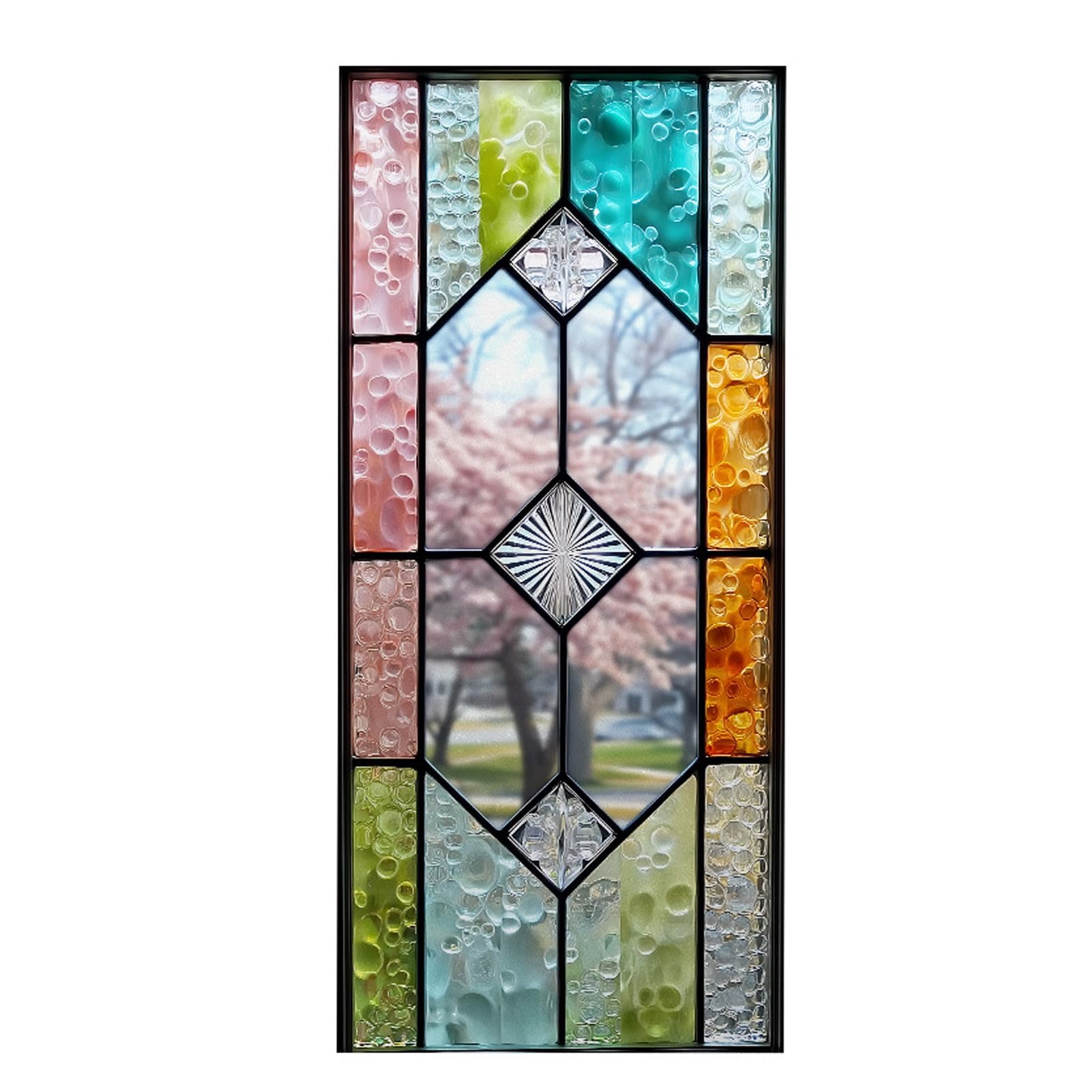 Window Privacy Film, Static Window Clings, Decorative Plants Butterflies Non-Adhesive Sticker, Blocking Heat Control Window