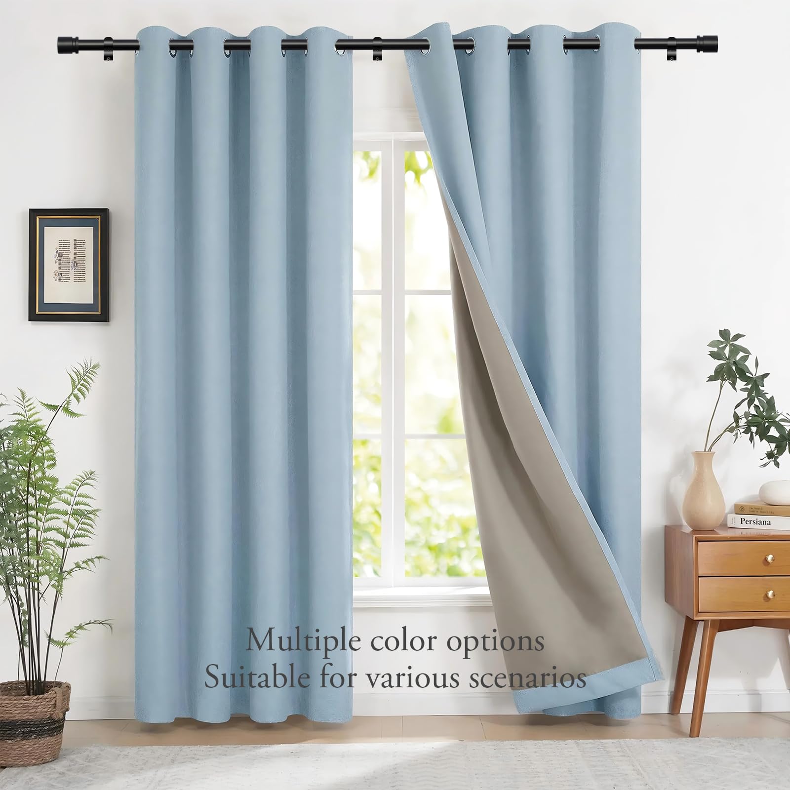 Black Adjustable Curtain Rod 16 to 144 Inches A2449