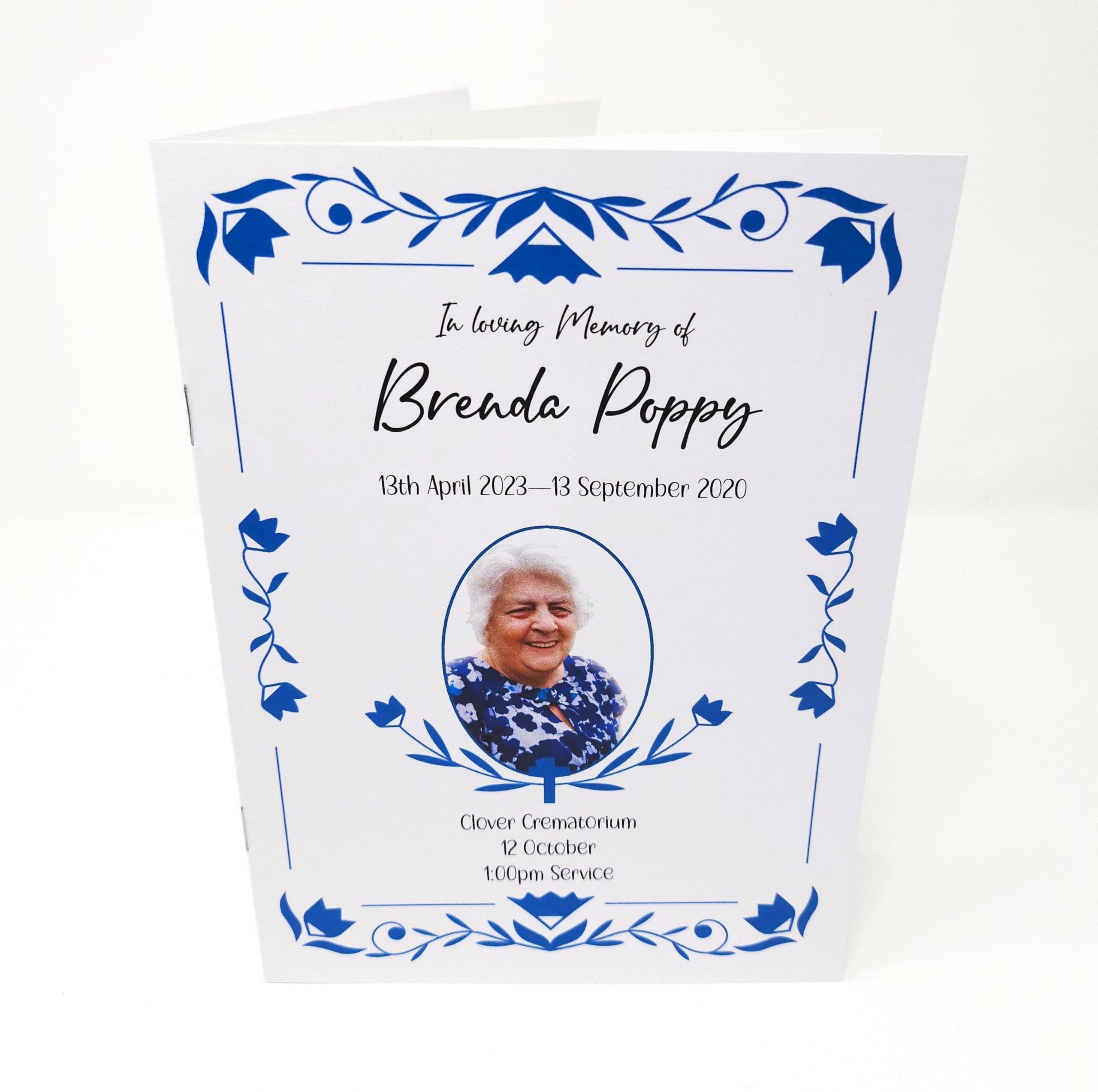 Pack of 10 Personalised Funeral order of service booklets with printed inserts (DESIGN 2)