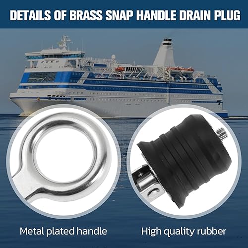 Miniatura 15 de Tapón de goma con mango a presión, tapón de drenaje de barco, con mango de latón/acero inoxidable, accesorios para barcos