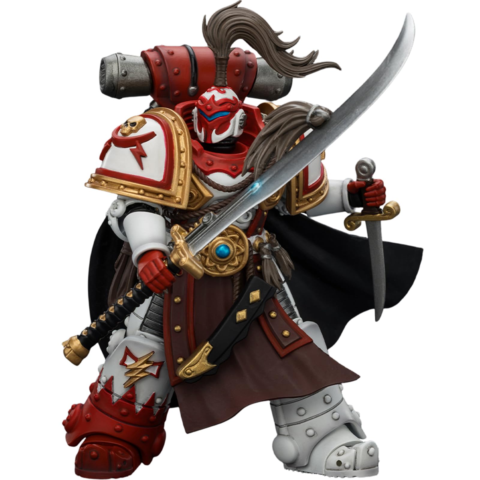 JOYTOY Warhammer 40k White Scars Hibou Khan, Seeker of Atonement, with powersword’‘The Breath of theStorm’ 1/18 Action Figure Collect And Display Model