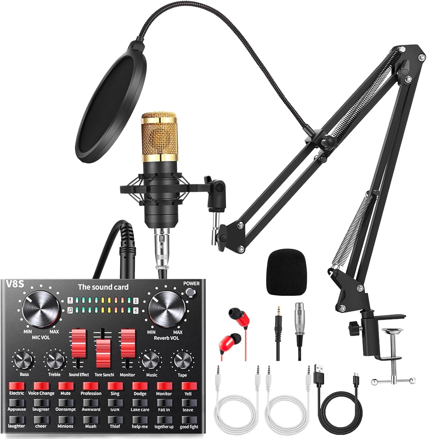 ALPOWL BM800 Condenser Microphone Podcast Equipment Bundle