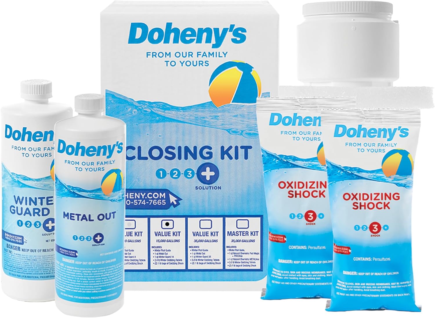 Doheny’s Ultimate Pool Closing Kit, Winterizing Chemicals for Above Ground Pools, Inground Pools, Includes Pool Shock, Winter Pill, Algaecide, Stain Preventer, Treats up to 15,000 Gallons