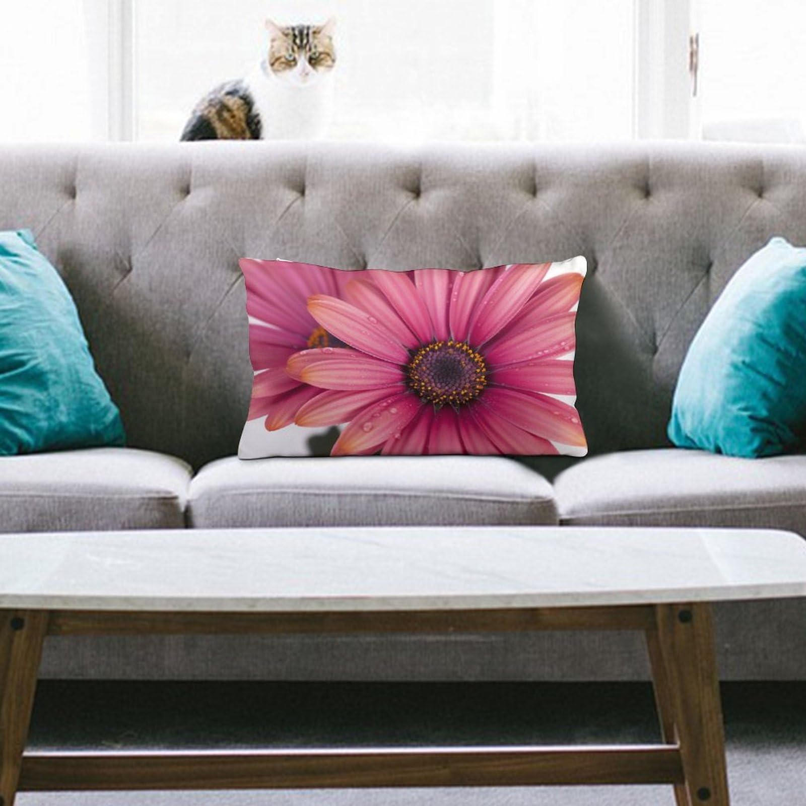 NTVOWPZO Decoration Throw Pillow Covers 8"x12" Pillowcases Covers Daisy Flower Soft Pillowcases Modern Farmhouse Home Decor Sofa Cushions Covers for Couch Bed Living Room