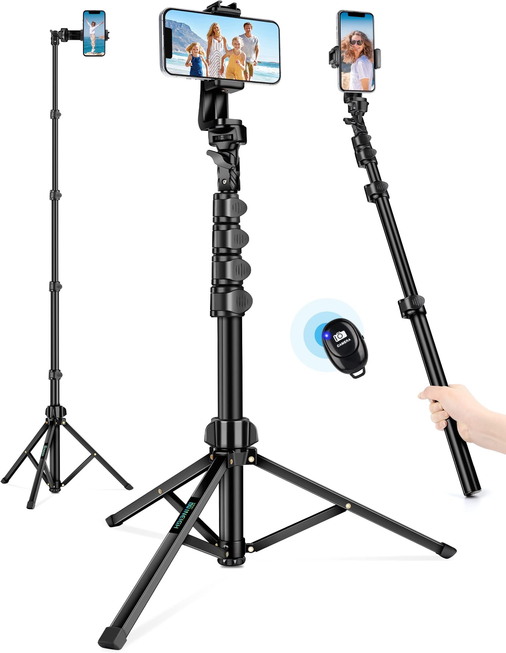 - 71" Tripod for iPhone, Phone Tripod Selfie Stick with Remote, Cell Phone Tripods & Tall Travel Tripods for Recording Video Selfies Photo, Compatible with iPhone 17 16 15 14 Pro Max 13 Android