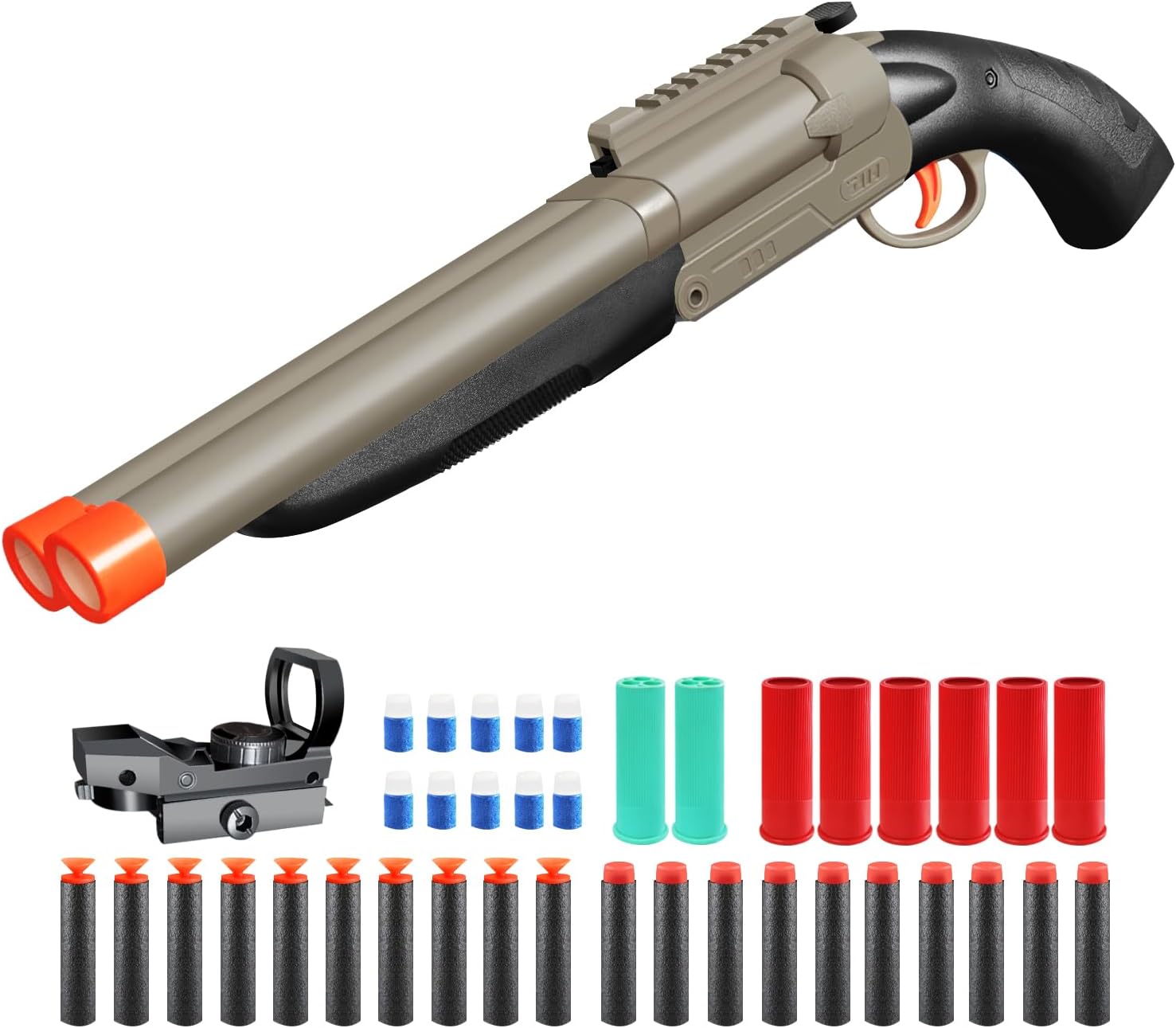 Bugrtey Double-barreled Toy Shotgun - Two Modes Realistic Soft Bullet Toy Gun Blaster with Sight - Educational Shooting Game Toy Guns - Gifts Christmas Birthday Halloween