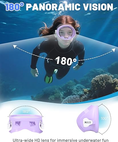Miniatura 2 de Diving Mask for Youth Adults Men Women Oval Tempered Glass Lens 180 Clear View Anti-Fog Snorkeling Swimming