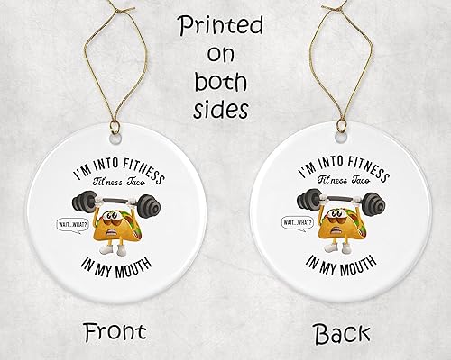 Miniatura 3 de I'm Into Fitness Fit'ness Taco in My Mouth  Divertido adorno de tacos  Adorno de Navidad  Adorno de vacaciones  Adorno de cerámica impreso en ambos
