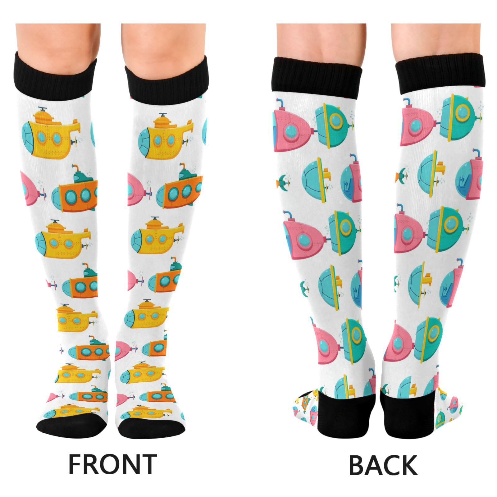 Dussdil Color Underwater Boat Compression Socks for Women Men Christmas Circulation Long Knee Socks for Winter Warm Stockings Socks