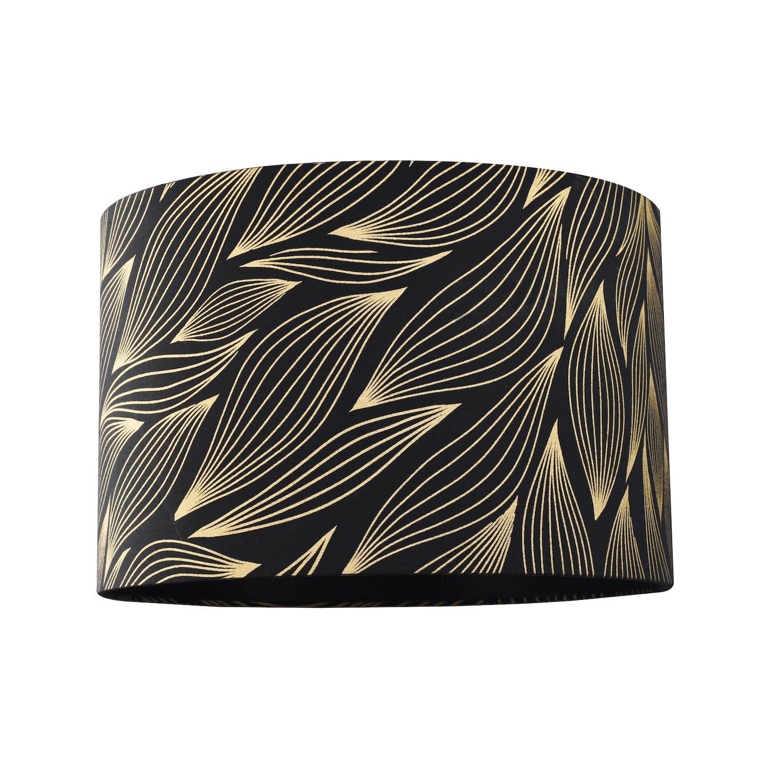 Designer Black Lamp Shade with Gold Foil Leaves with Inner Satin Fabric Linin...