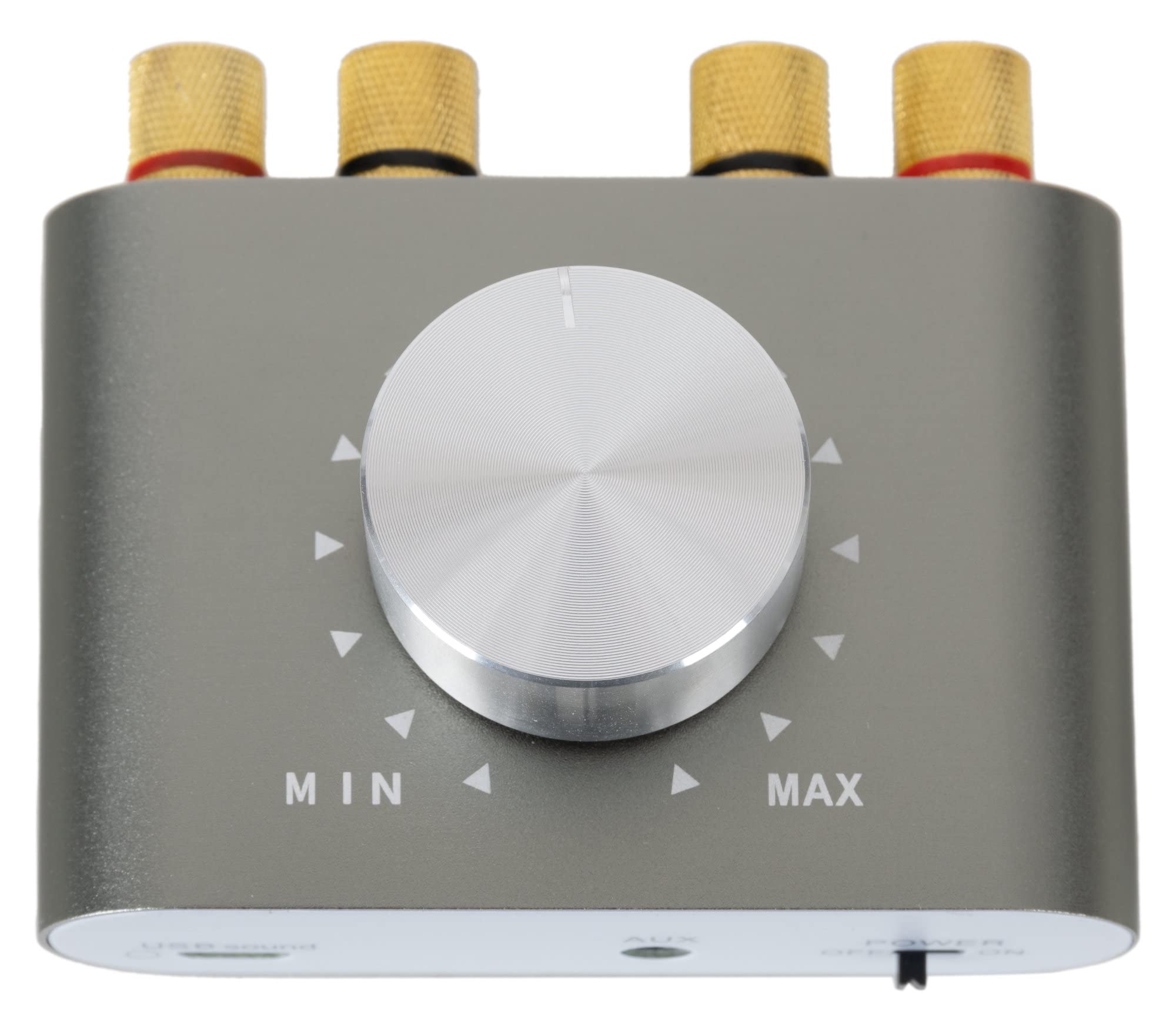 McGrey MAMP-250BT Mini Amplificatore Hi-Fi 100 Watt, Contatti placcati oro | Ricevitore Bluetooth 5.0, Ingresso AUX (mini-jack stereo), Uscite con morsetti a vite per cavi nudi o banana plug
