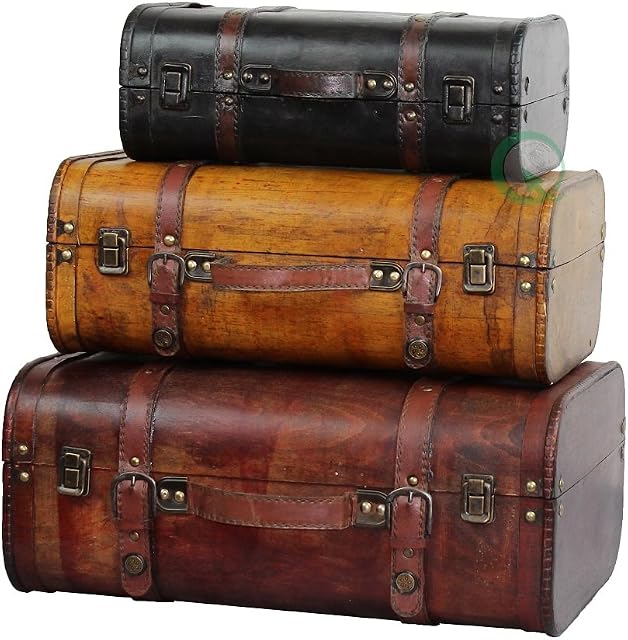 Vintiquewise Three Coloured Vintage Style Luggage Suitcase, Antique Brown, Set of 3