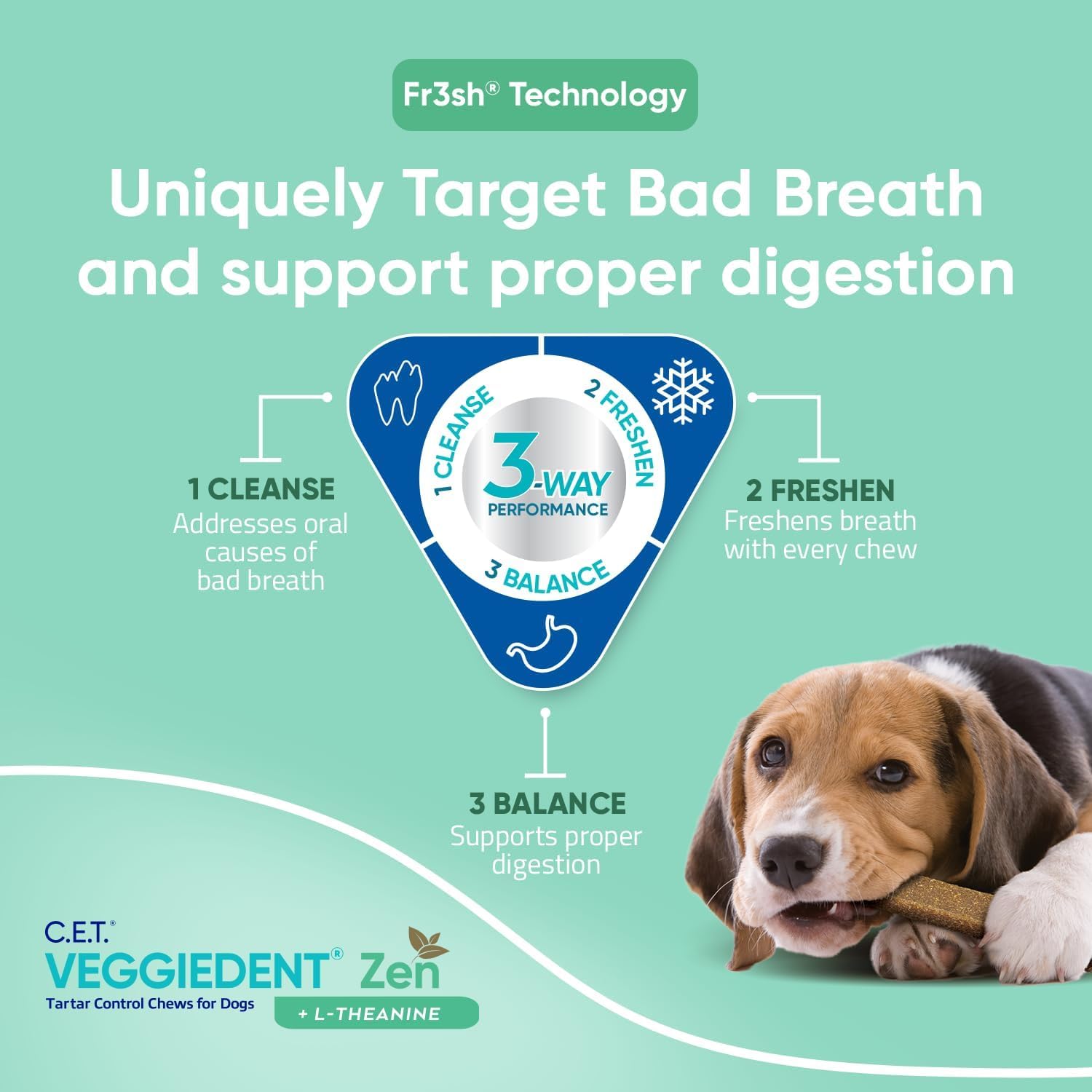 Virbac C.E.T.® VEGGIEDENT® Zen Tartar Control Chews for Dogs - Multifunctional to Support Mental Well-Being, VOHC Approved - Extra Small Under 11lbs - image 5