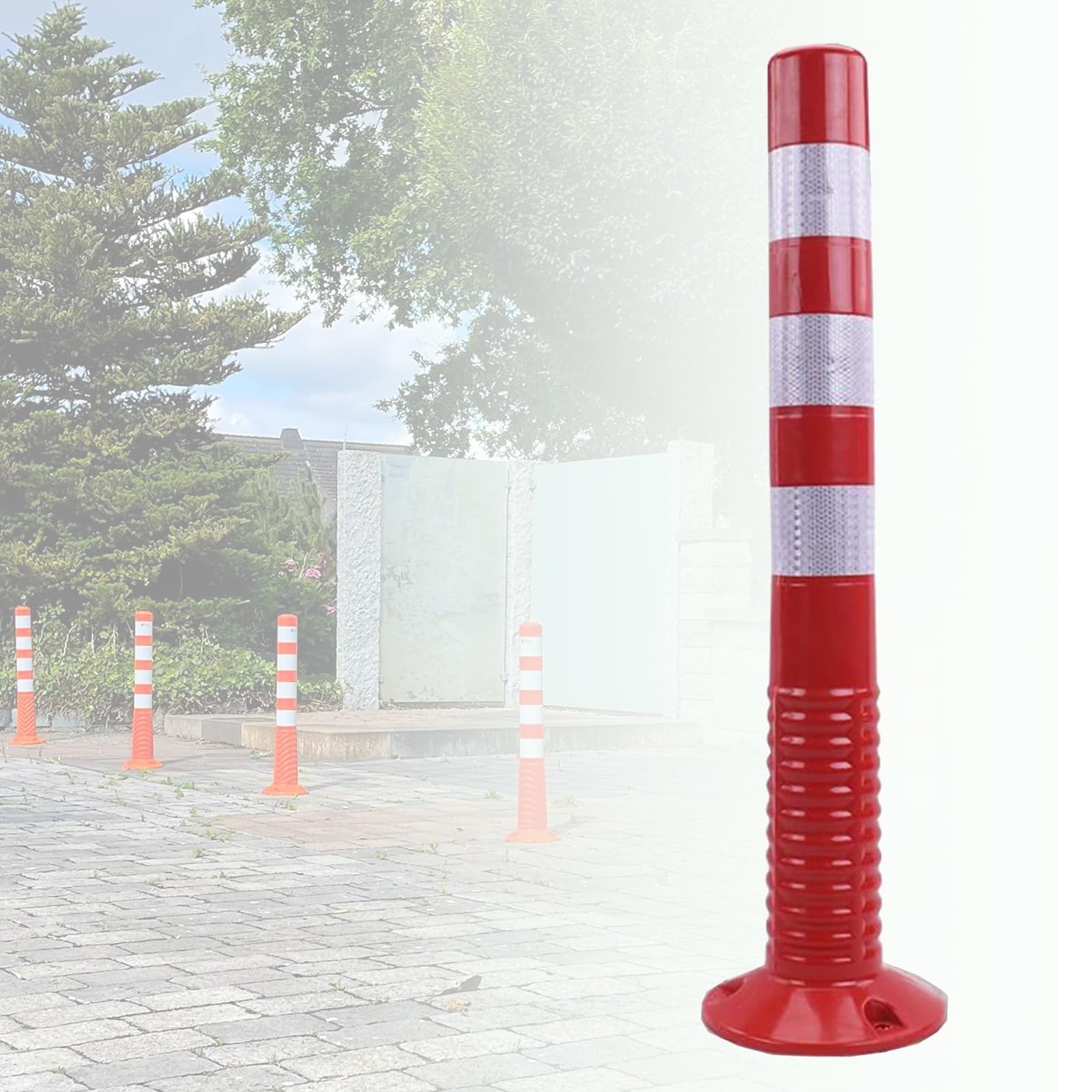 Borne de signalisation routière flexible rouge blanche et poteau de balisage réfléchissant