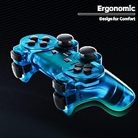 Vista 6 de Burcica Wireless Controller for PS-2 Play 2 Double Vibration 2 - Black and ClearRed Negro y Negro