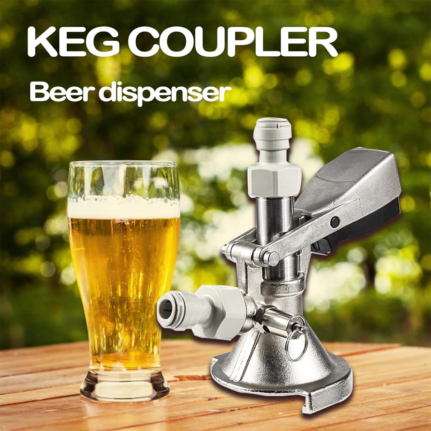 A Type Beer Keg Coupler, Sankey A System Beer Keg Tap Dispenser with Quick Connector, Kegerator Parts Made of Stainless Steel and Brass