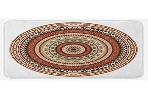 Middle Eastern Geometric Afghan Kitchen Mat with Non Slip Backing