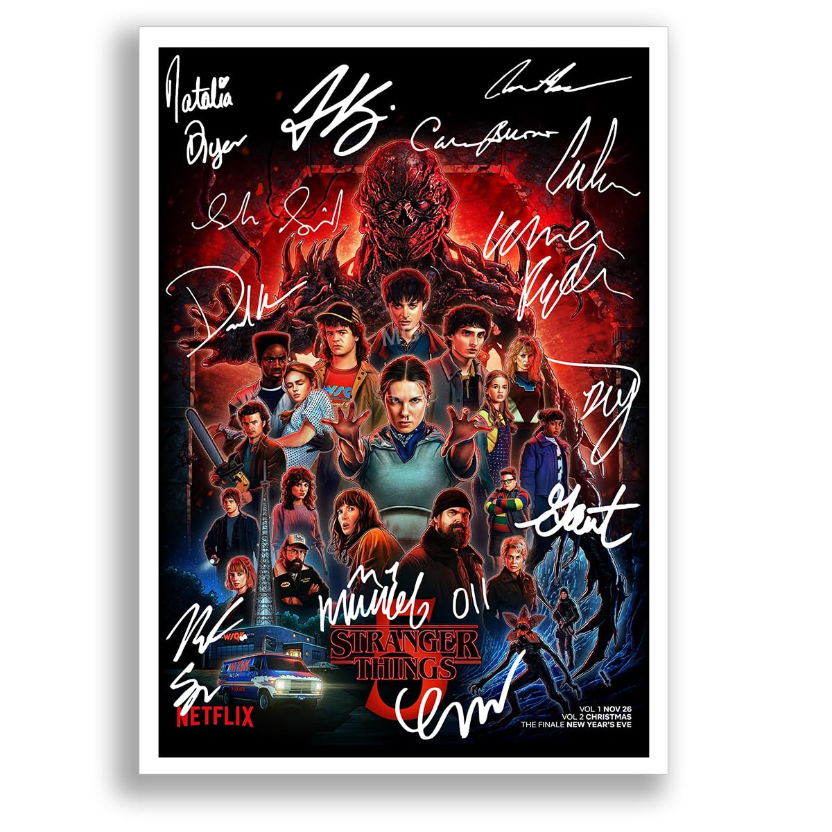 Mounted Gifts Trading Strange Hawkins Thing Cast Signed Autograph A4 Poster Photo Print Photograph Artwork Wall Art Picture TV Show Series Season Gift (Season5, A4 Poster Only) โ image 1