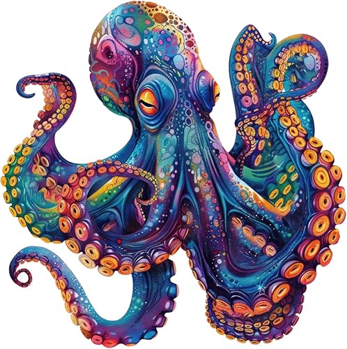 Miniatura 11 de Qiuenisray Rompecabezas de madera para adultos, rompecabezas de pulpo oceánico de 200 piezas, rompecabezas de madera fresca, decoración de pared,