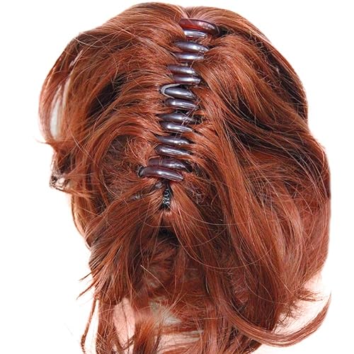 Miniatura 3 de Wiginway Clip rizado rojo cobre corto en garra cola de caballo extensión pelo sintético postizo con un clip de mandíbulagarra