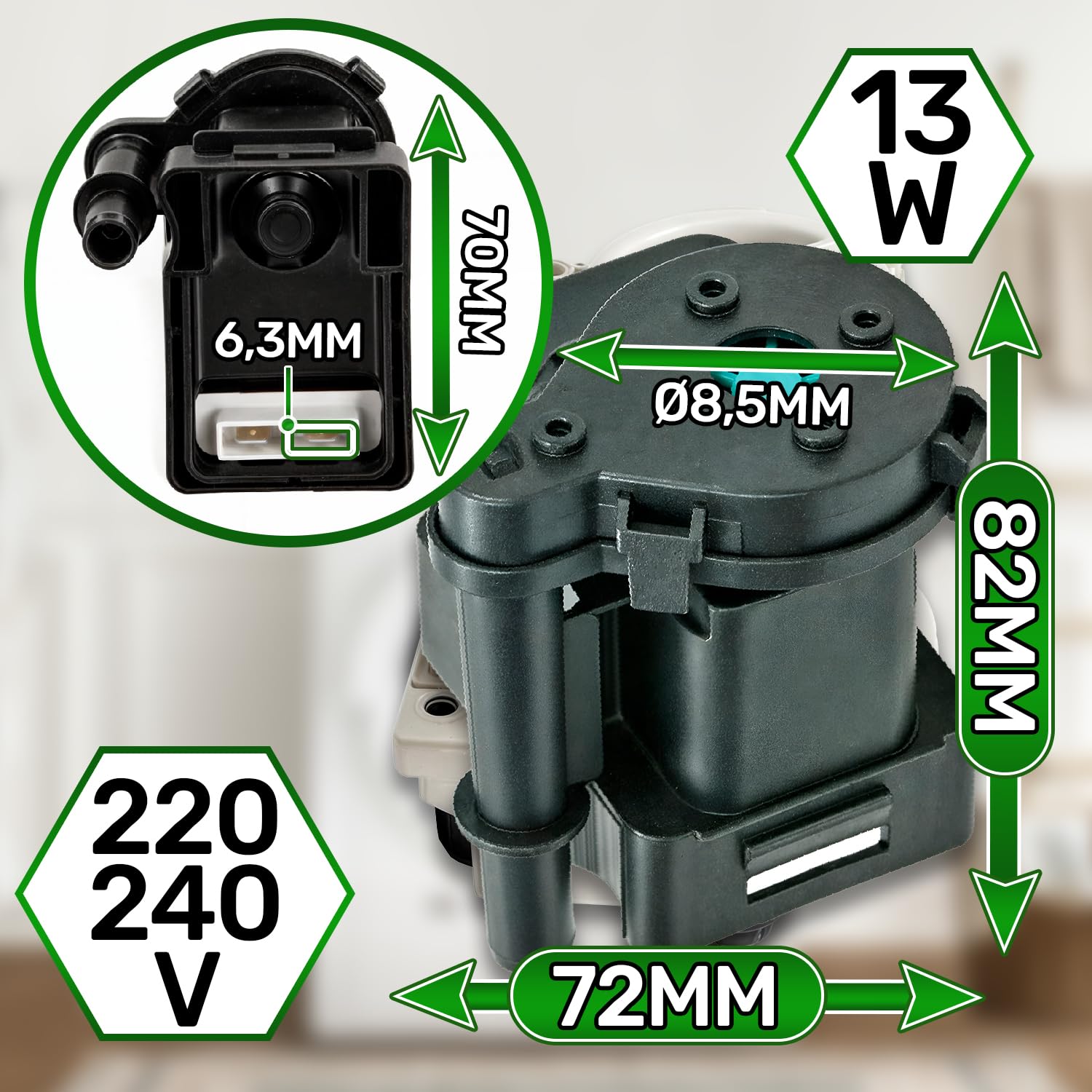 ONIX TECH Pompe à Condensat Pour Sèche-Linge B13-6C 13W 220/240V Avec Code Original 1120991201 1258349214 125834921/4 Pour Zanussi Pour Aeg Pour Electrolux - Garantie De 5 Ans