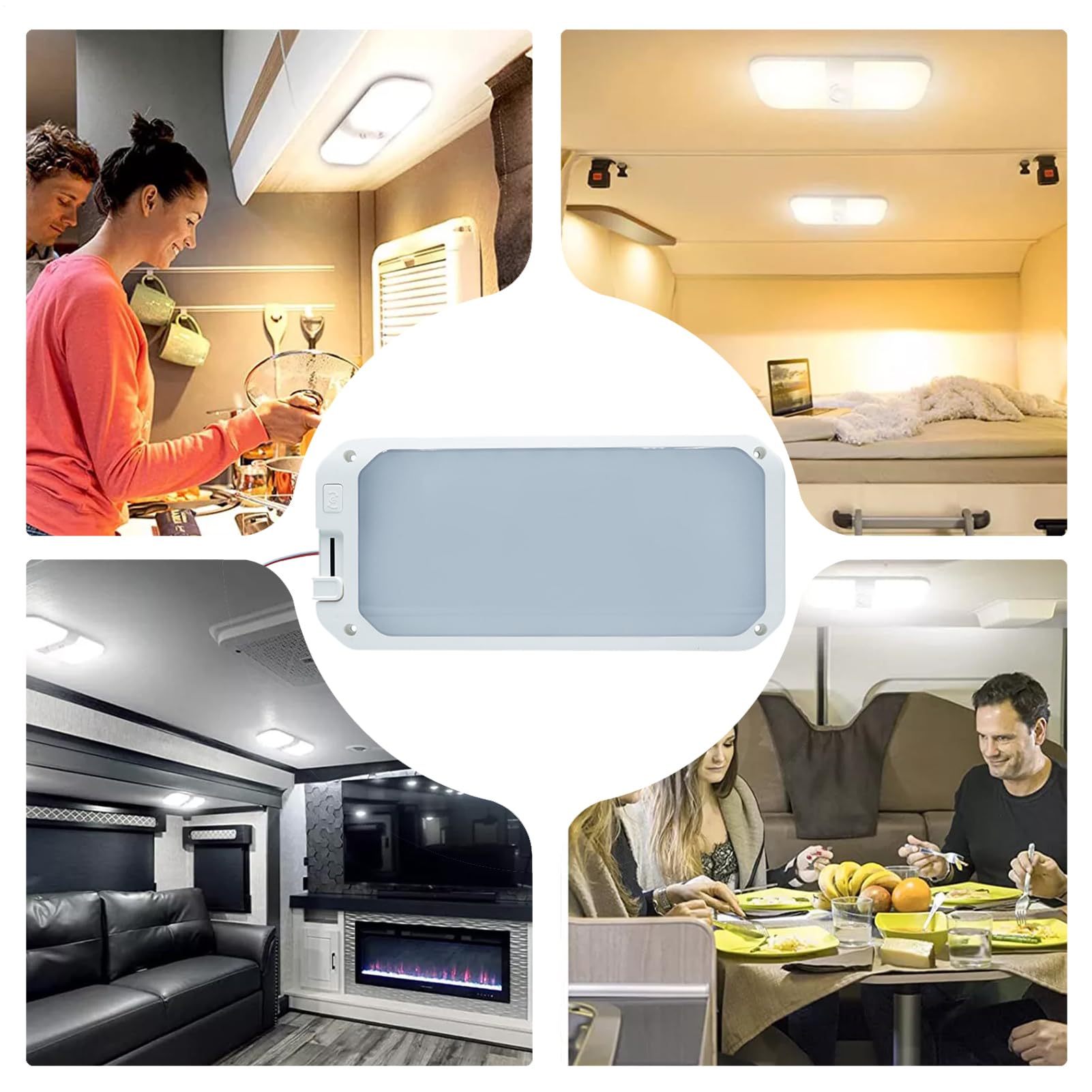 Luce interno RV, luce interna a LED per roulotte - Monte a soffitto a LED Light RV REGOLABILE | Lampada da campeggio in campeggio in campeggio a tre colori per, camion