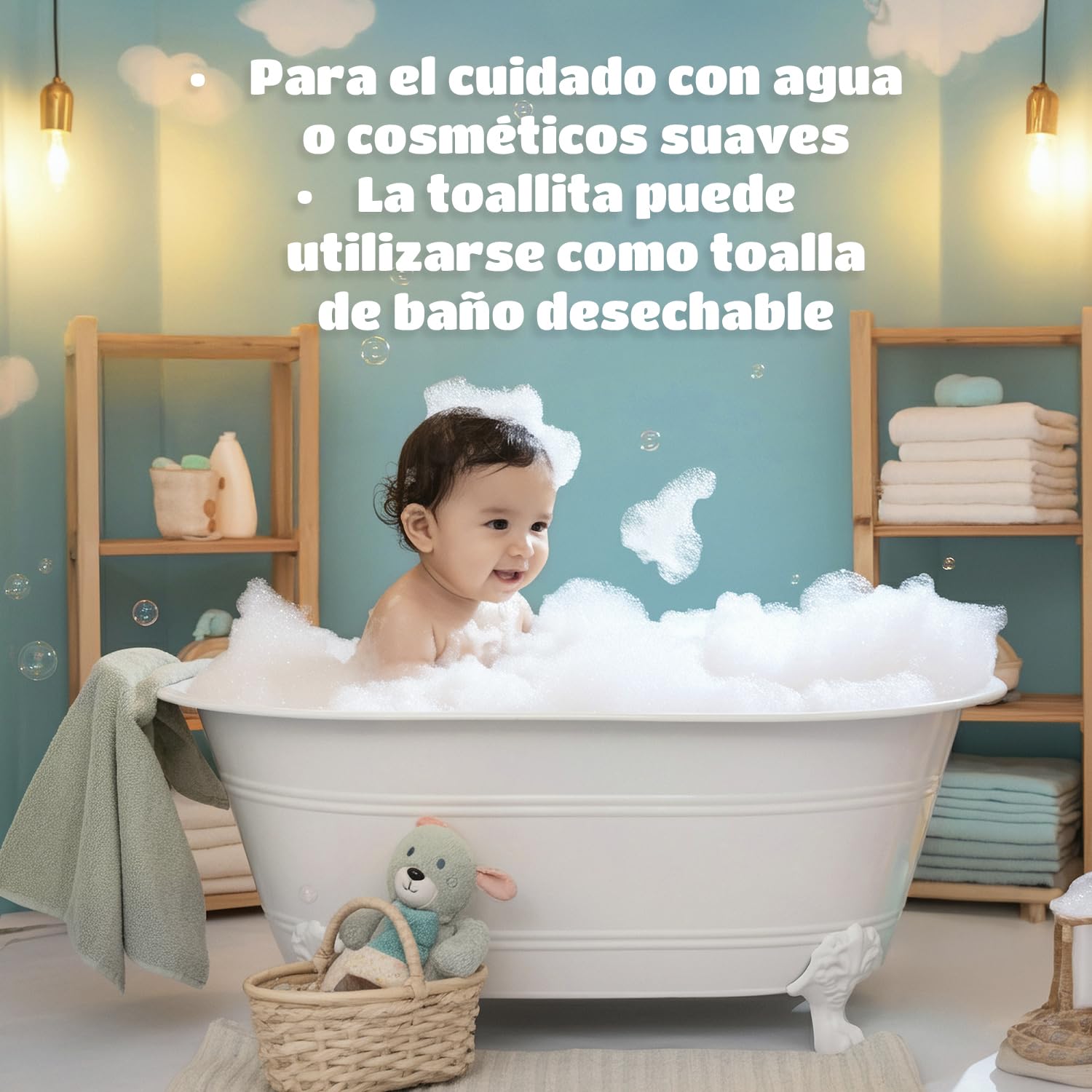 Kindii Toallitas secas para bebé Pure&Dry - (50 Piezas) Toalla facial desechable - Toallitas a granel, accesorios para bebé, multifuncional, 100% algodón - 50 Piezas - 5