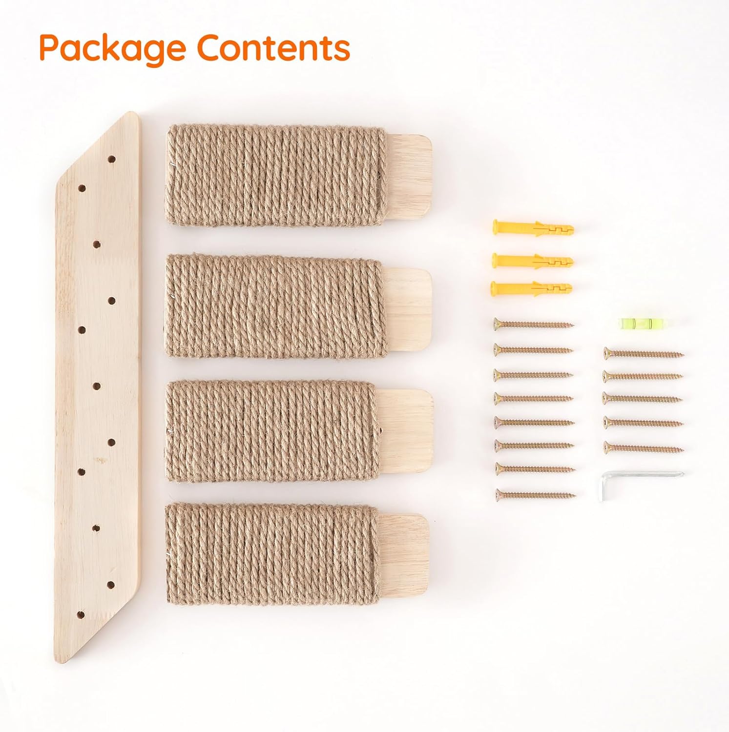 HOOBRO Cat Wall Shelves Set of 2, Wood Wall Mounted 4-Level Cat Wall Steps, Cat Wall Climber Furniture, Cat Climbing Shelves with Jute Scratching Steps, for Cat Perches and Platforms, Nature NL42CS03