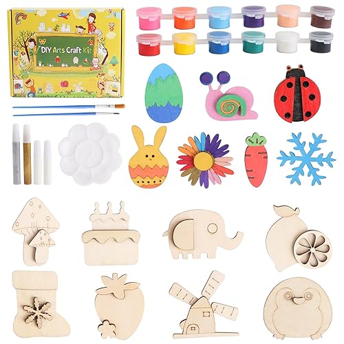 JOFONY DIY Wooden Magnets,36 pcs Paint Your Own Wooden Art