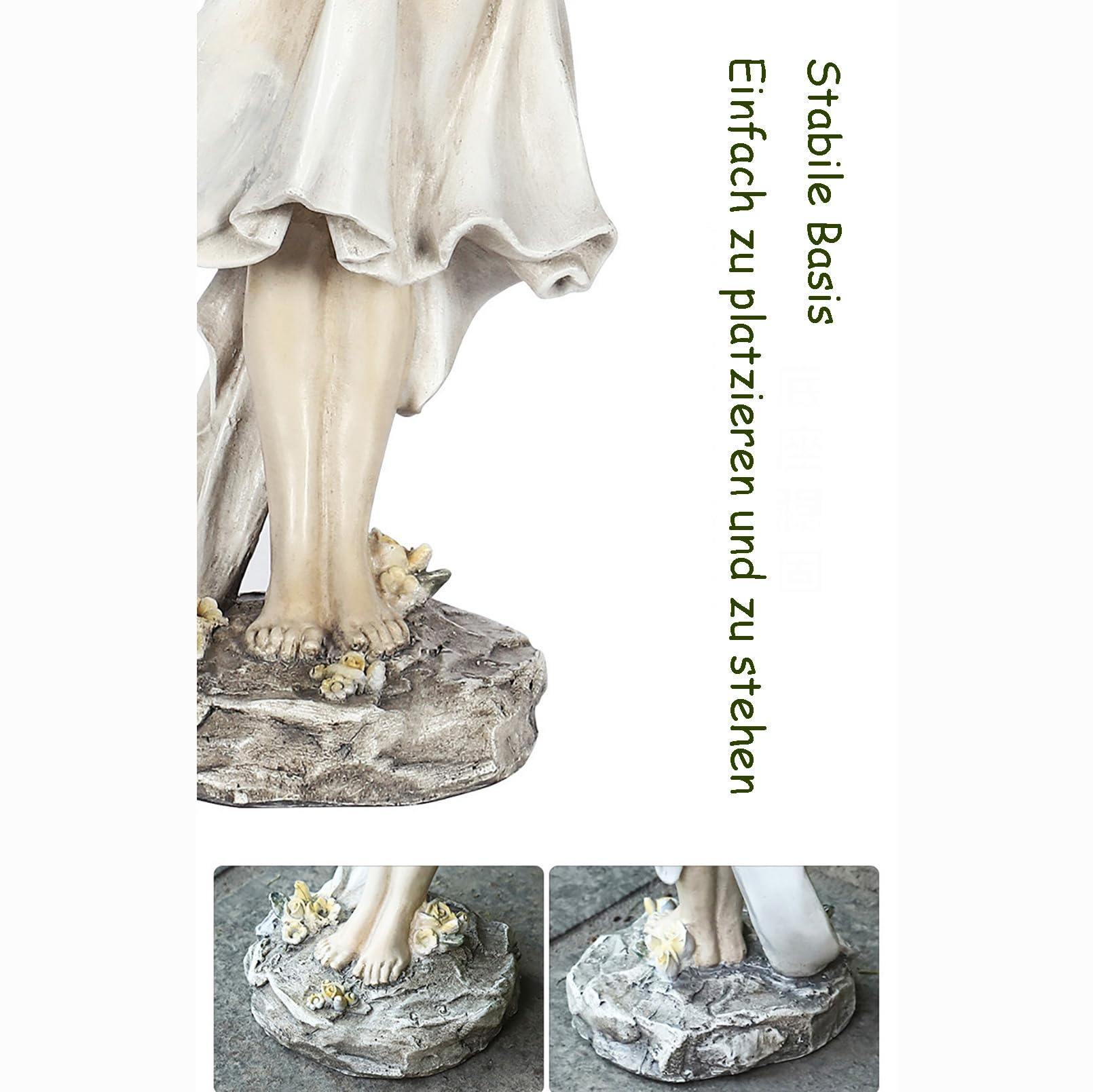 Gartenfiguren & gartenstatuen Elfen Figuren Gartendeko für draußen Retro Mädchen Harz Feen Skulptur,Europäische kreative Gartenfeen-Ornamente,Outdoor oder Haus Dekor,H 34cm,Grau