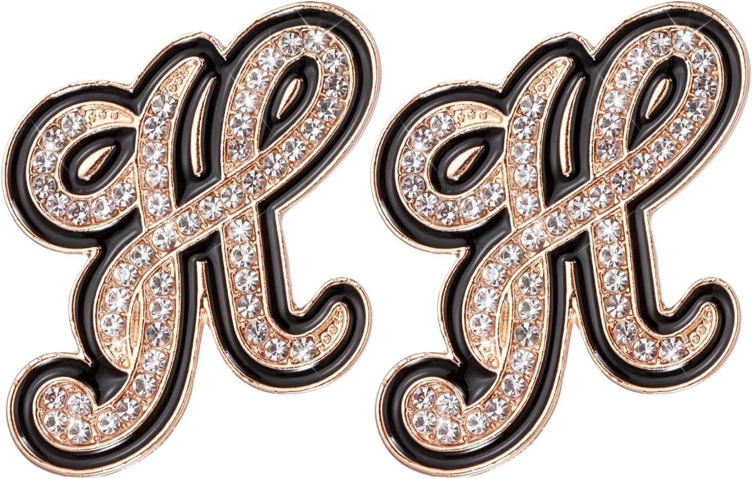 PATIKIL Rhinestone Letter Brooch Pins, Initial Broaches Metal Crystal Alphabet Lapel Pin Black Edge