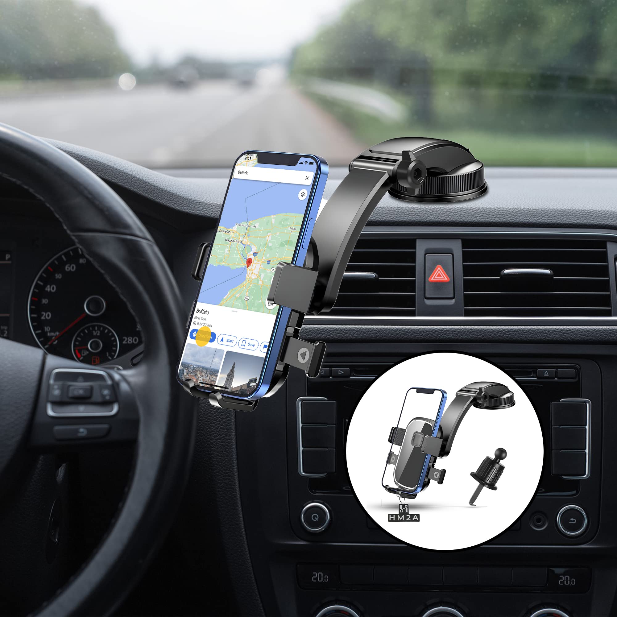 Car Phone Holder Stand for Dashboard Windshield Air Vent Car Mount for iPhone 14 Pro Max Plus Samsung most Phones, Cars (Curved)