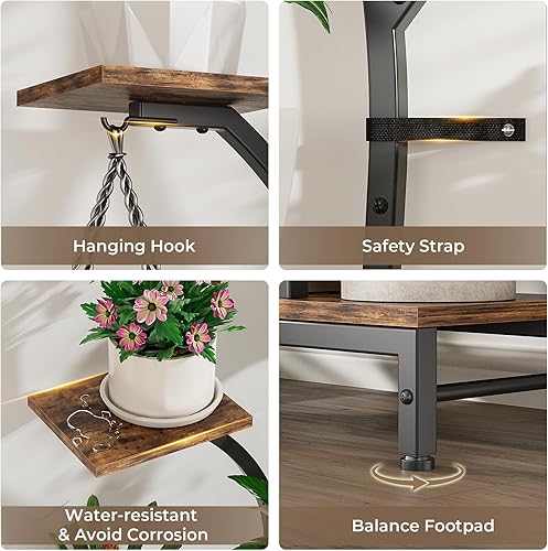 Miniatura 4 de Soporte para plantas de interior con luces de crecimiento, estante esquinero de metal de 7 niveles para múltiples plantas, soporte de esquina de 62