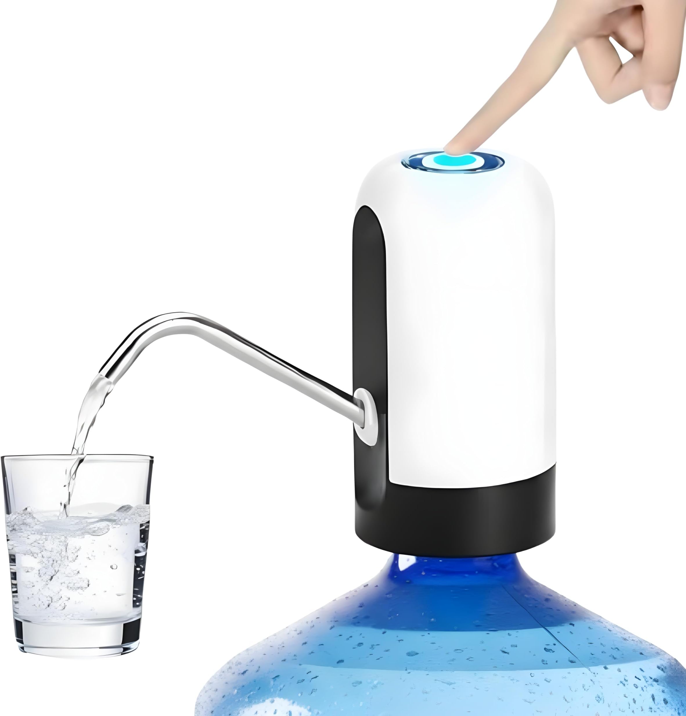 HOKARA Global Automatic Water Dispenser Pump for 20L Bottle | USB Rechargeable 1200mAh Electric Water Pump | Low Noise Portable Water Dispenser for Home, Office & Outdoor | White/Black