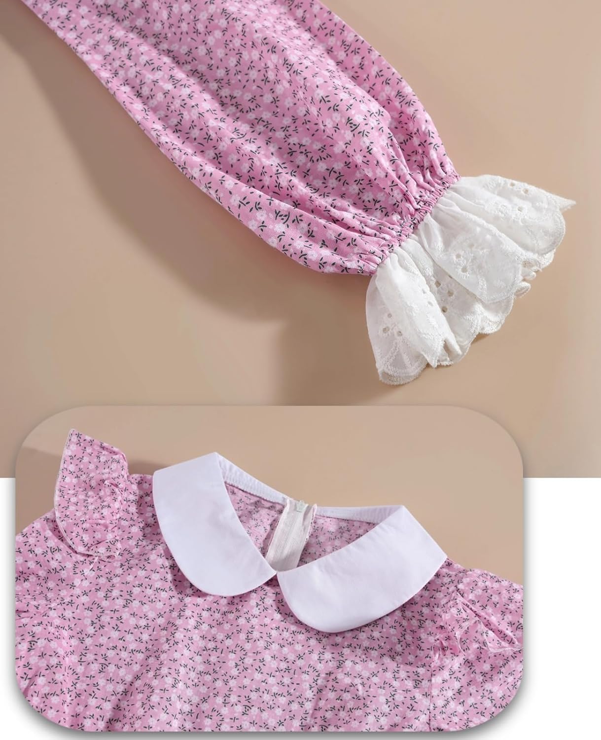 NSPSTT Girl Pioneer Costume Prairie Dresses for Girls Floral Colonial Dress Girl 1800s Dress