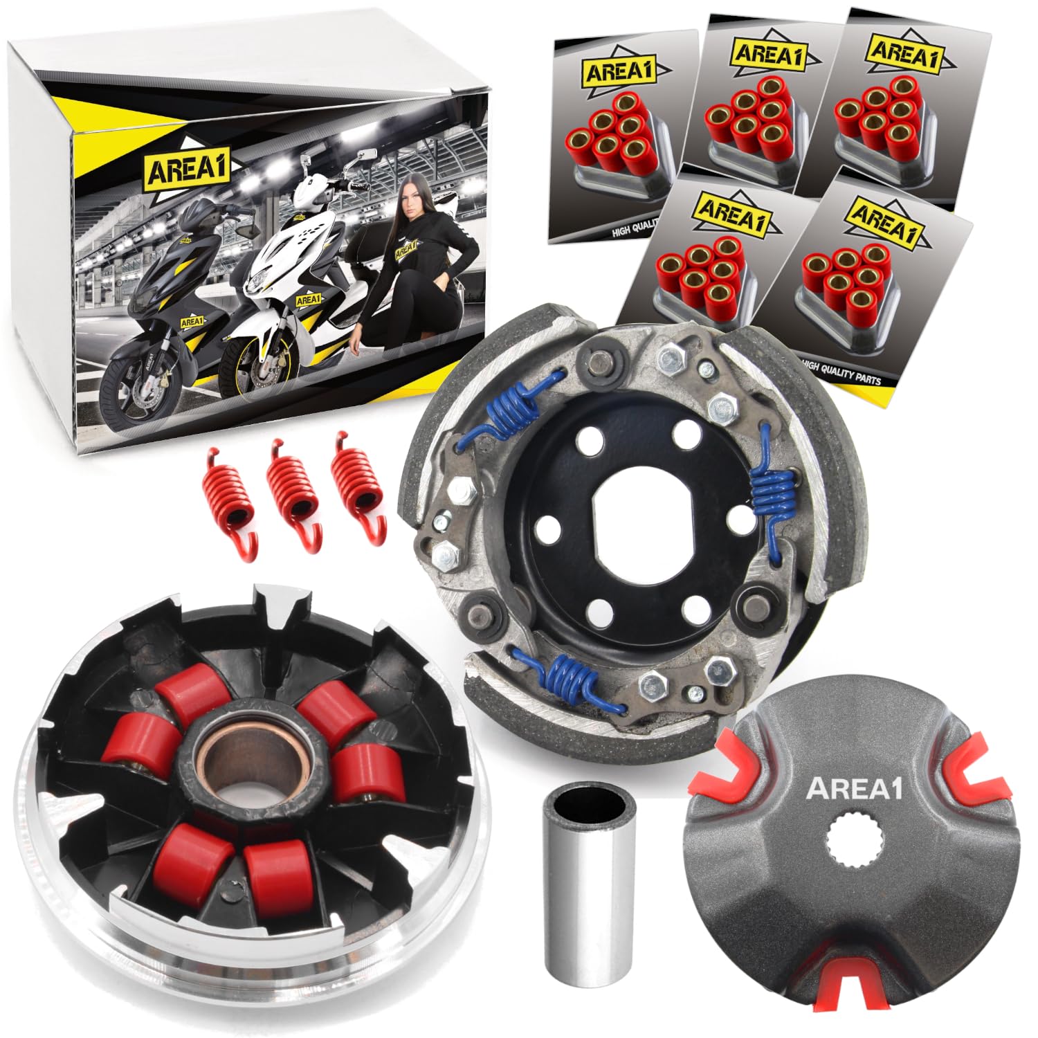 Area1 Juego de variador de tuning con embrague tuning para scooter con motor de 50 cc 2T compatible con Aerox Neos Jog Nitro Ovetto Mach G Booster Italjet