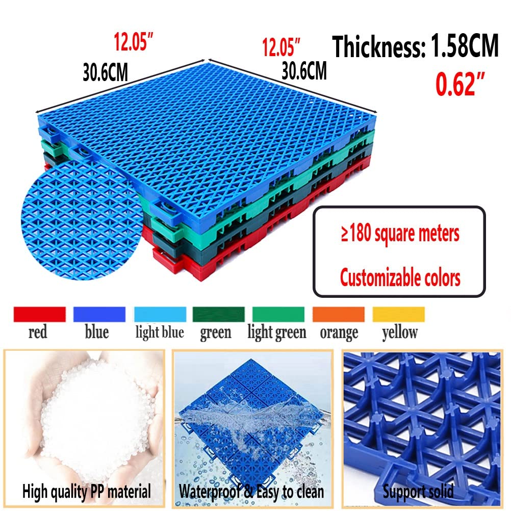 Piastrelle Flessibili 30,6 Cm Piastrelle per Pavimenti Ad Incastro Modulari per Esterni, Campo da Basket Campo da Tennis Campo da Pallavolo Campo da Badminton Pavimentazione Sportiva Fai-da-Te
